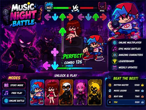 Play Music Night Battle: Rhythm Game - Free Online Action